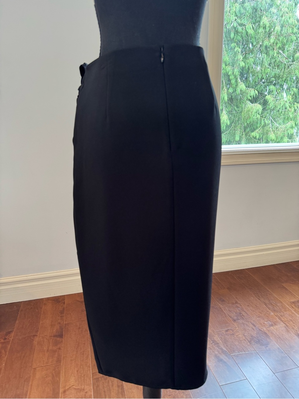 Babaton Black Wrap-Style Pencil Skirt with Side Tie - Picture 2 of 4